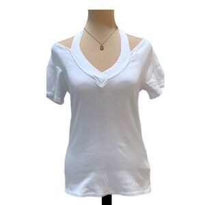 Red Haute White Cold Shoulder Blouse